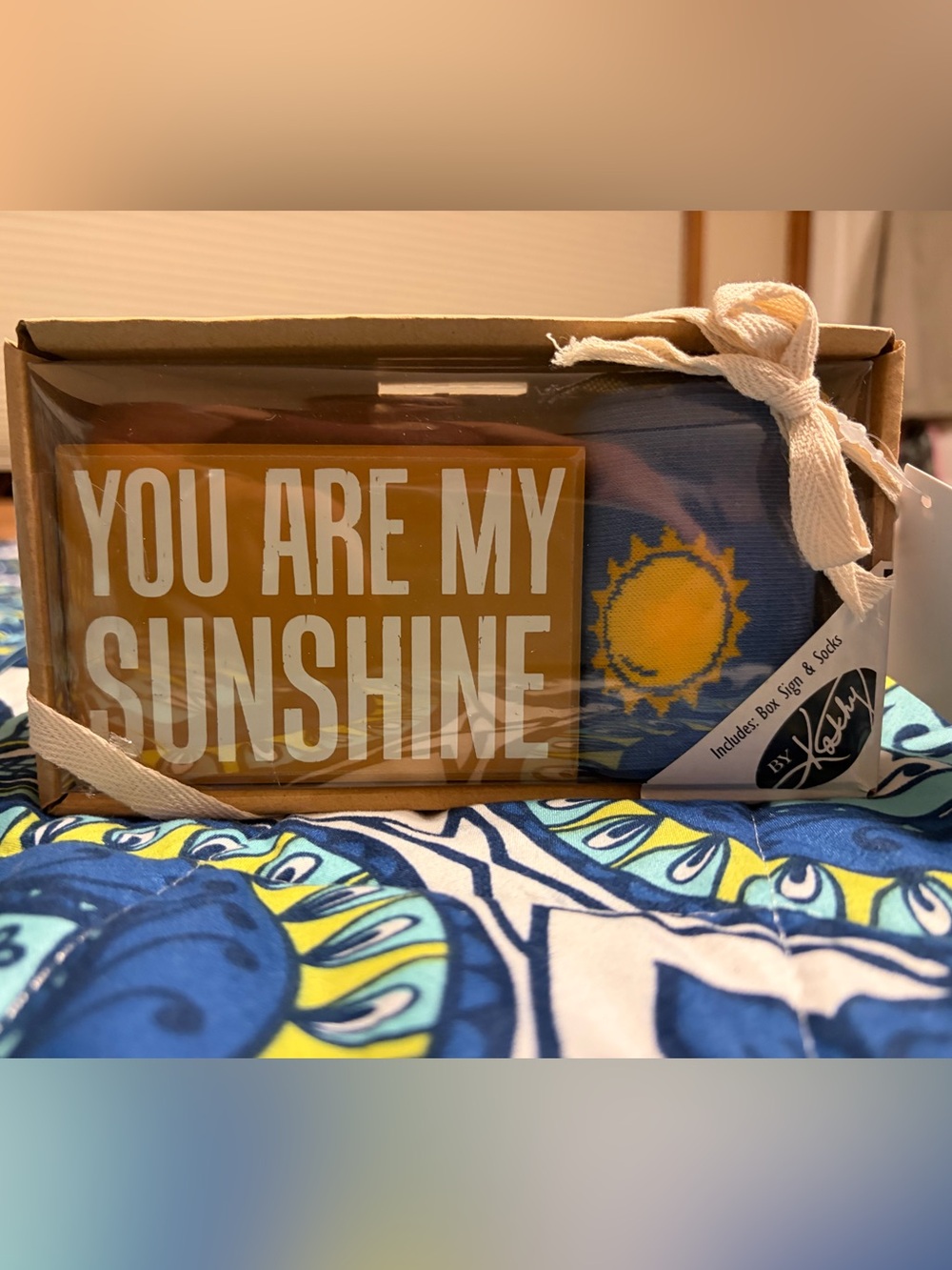 You Are My Sunshine Box Sign and socks Gift Set by Kathy-brand new in box